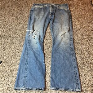 Polo Ralph Lauren Ripped Jeans Distressed Denim Light Wash Flare Leg Jeans 38x32